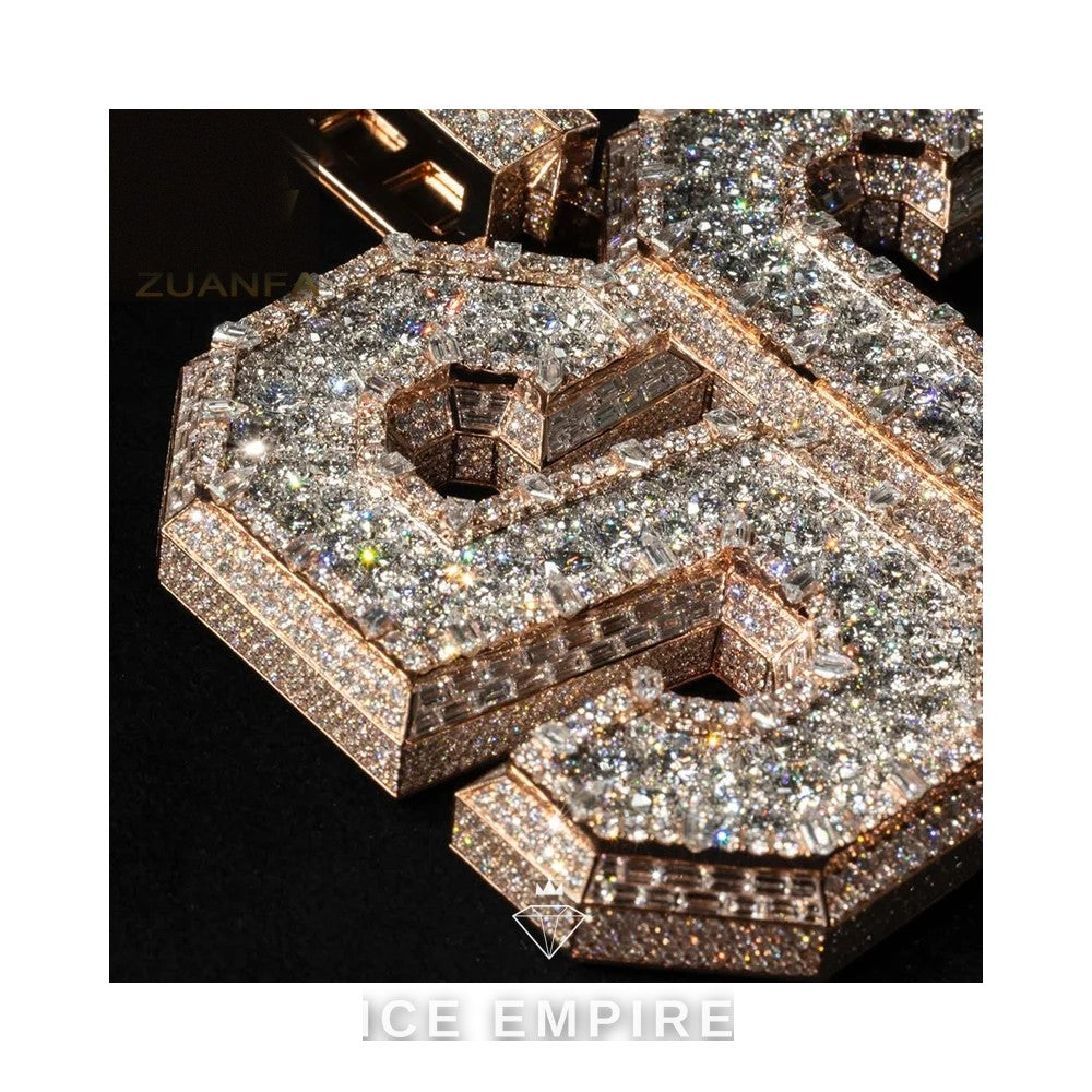 Iced Out Baguette 925 Silver Moissanite Pendant