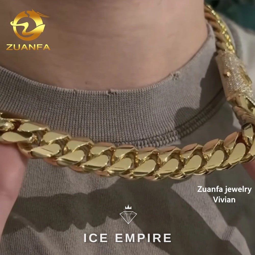 Iced Out Rose Gold Plated Moissanite Cuban Chain