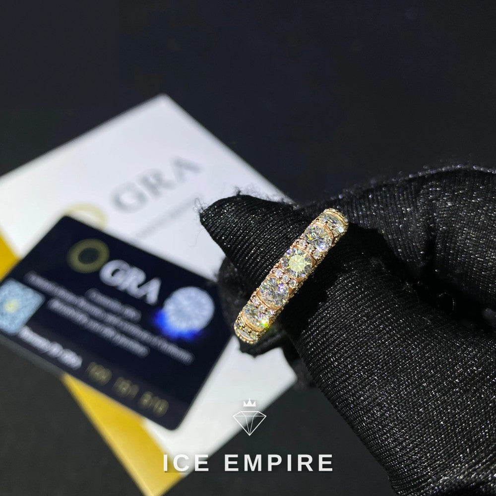 Iced Out Rose Gold Moissanite Ring