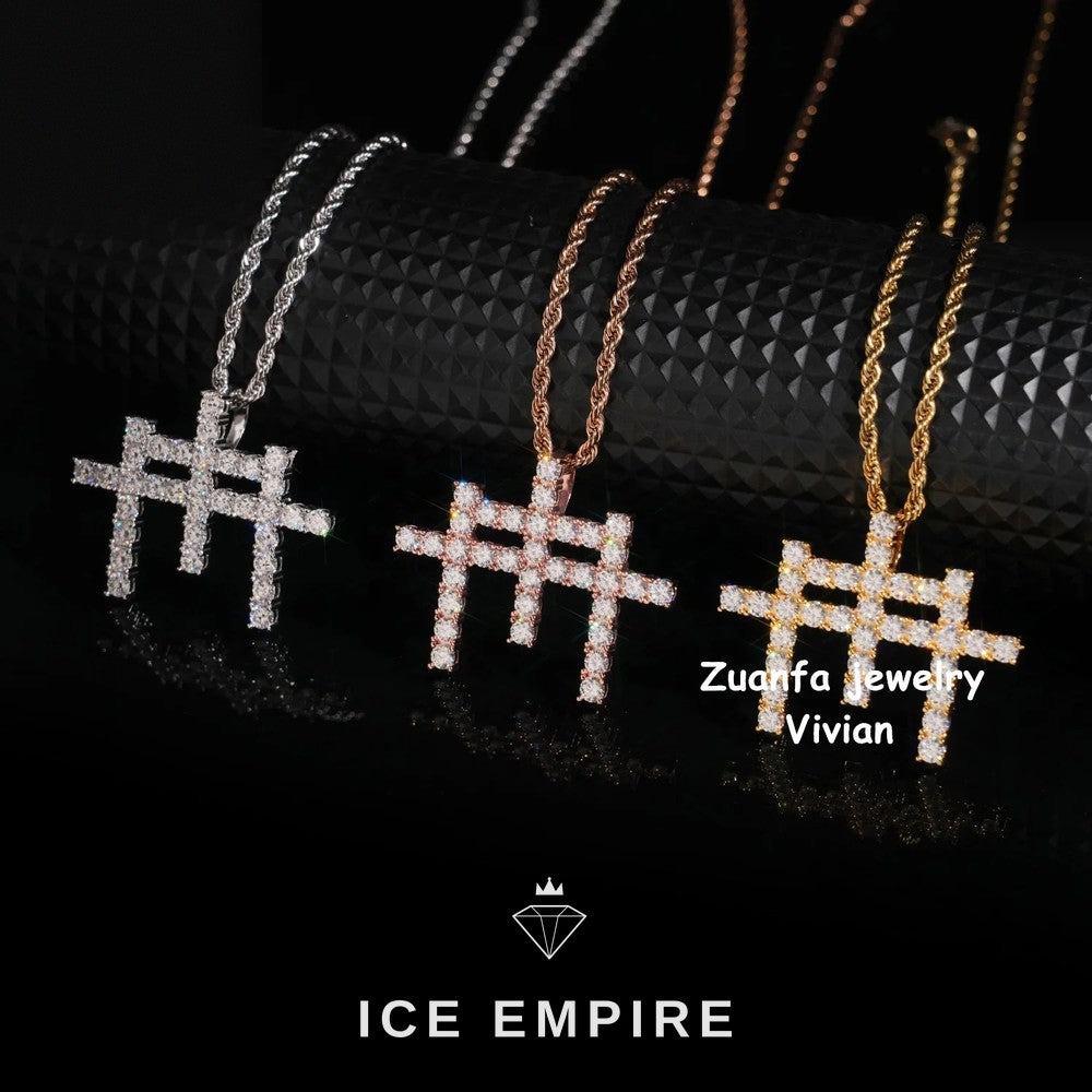 Iced Out Cross Rose Gold Plated Moissanite Pendant