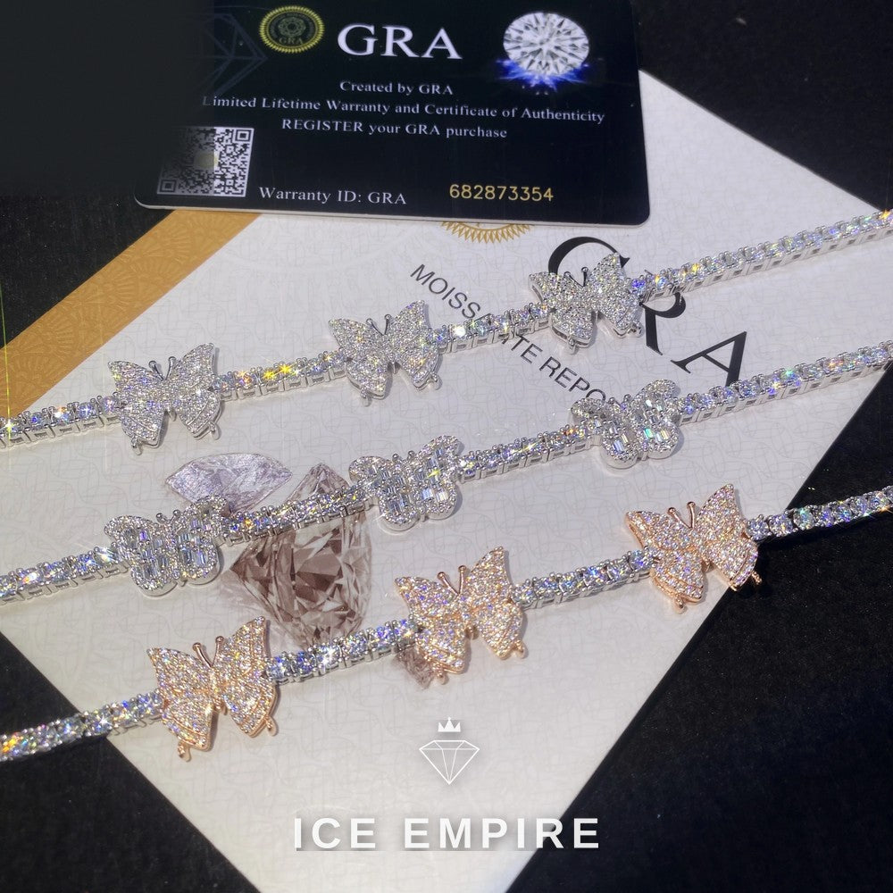 Iced Out Rose Gold Moissanite Tennis Chain