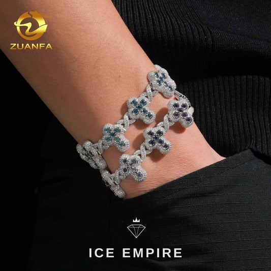 Iced Out Cross 925 Silver Moissanite Bracelet