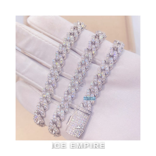 Iced Out 925 Silver Moissanite Cuban Chain