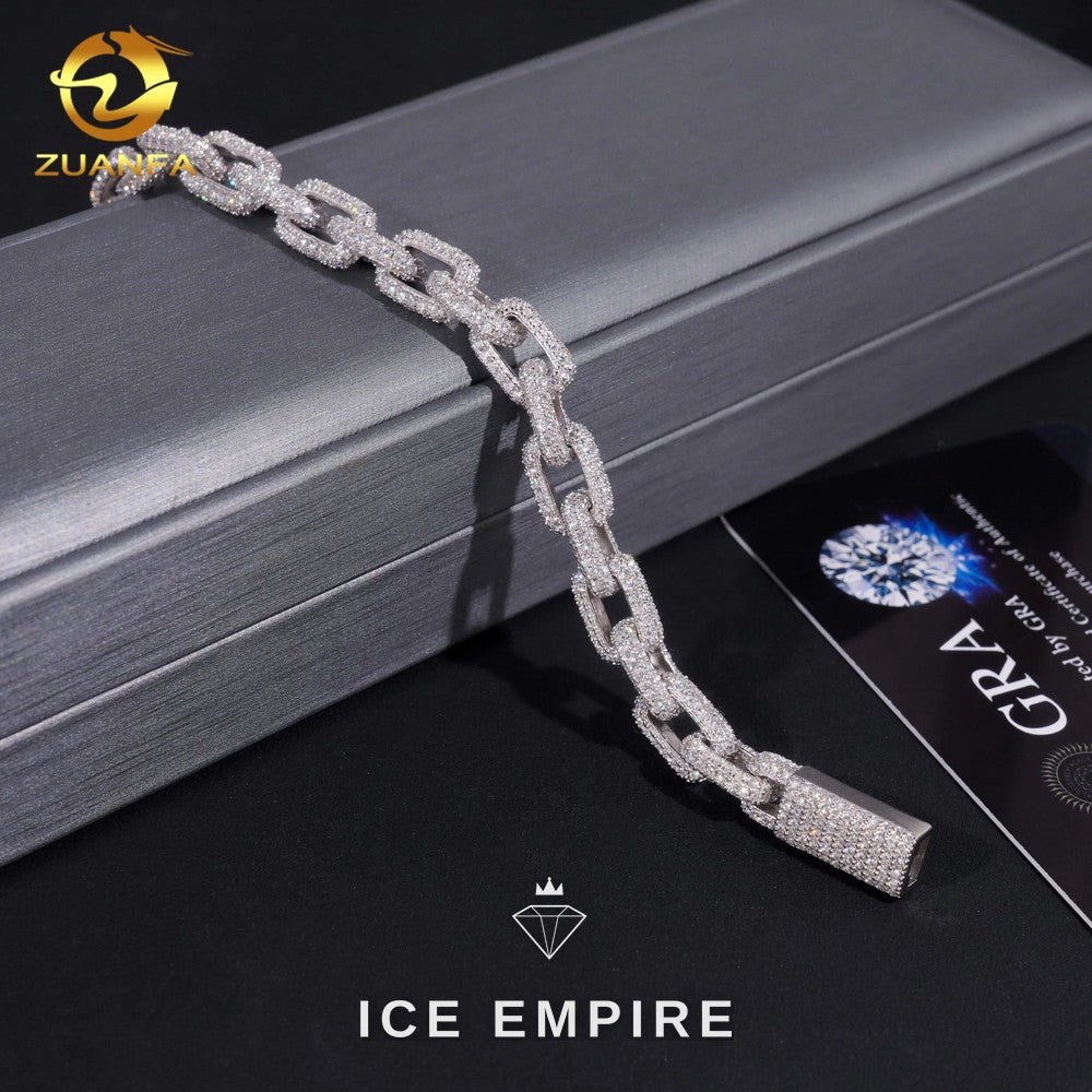 Iced Out 925 Silver Moissanite Cuban Chain