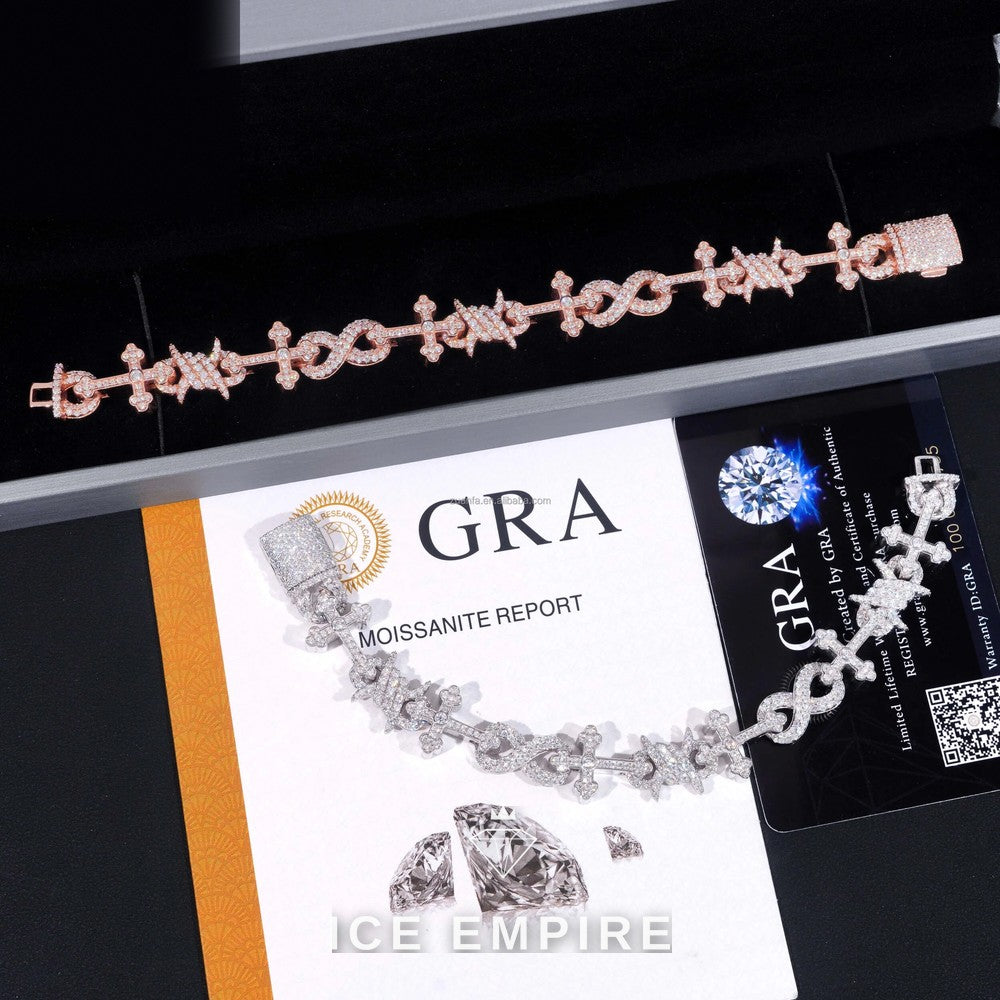 Iced Out Cross 925 Silver Moissanite Cuban Chain