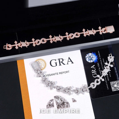 Iced Out Cross 925 Silver Moissanite Cuban Chain