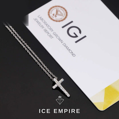 Iced Out Cross 925 Silver Lab Grown Diamond Pendant