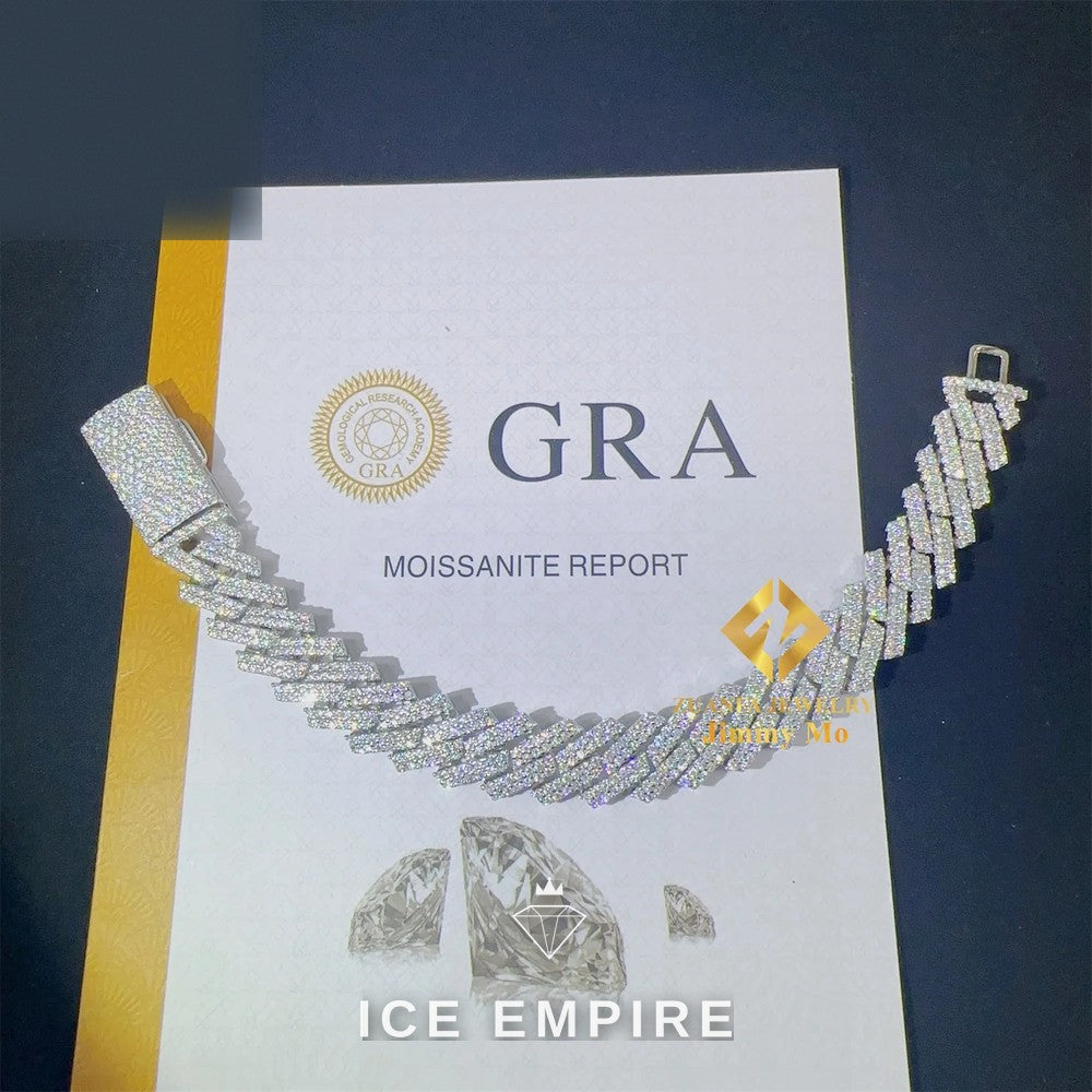 Iced Out 925 Silver Moissanite Cuban Chain