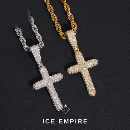 Iced Out Cross 925 Silver Moissanite Pendant
