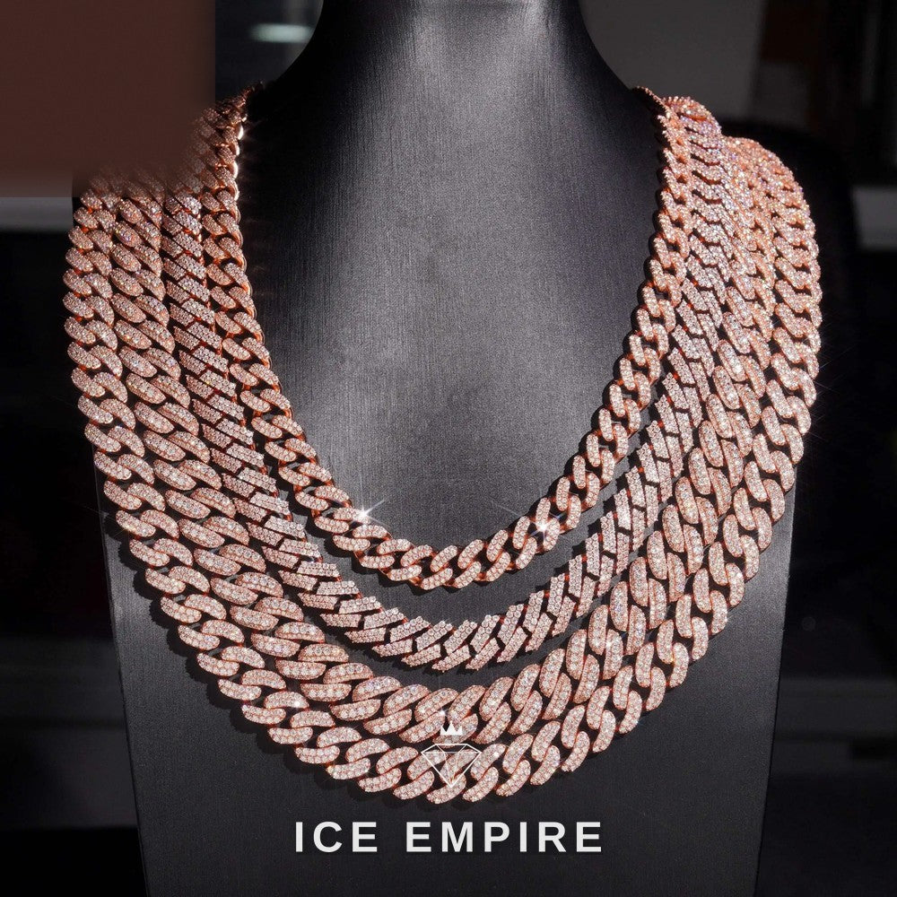 Iced Out Rose Gold Plated Moissanite Cuban Chain