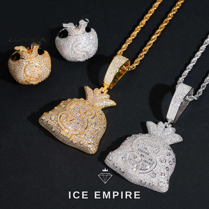 Iced Out Baguette 925 Silver Pendant