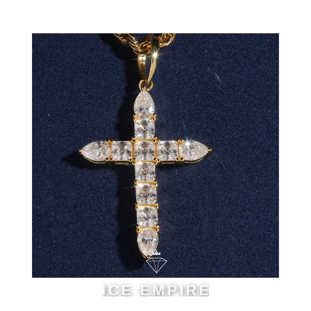 Iced Out Cross 925 Silver Pendant