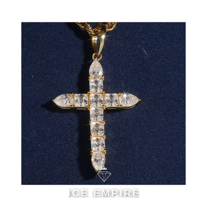 Iced Out Cross 925 Silver Pendant