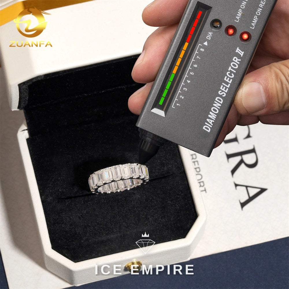 Iced Out 925 Silver Moissanite Engagement Ring