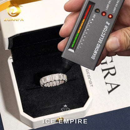 Iced Out 925 Silver Moissanite Engagement Ring