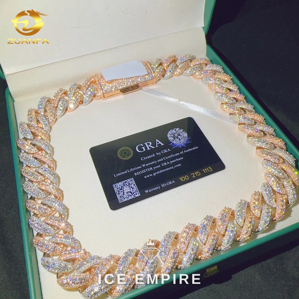 Iced Out Rose Gold Plated Moissanite Cuban Chain