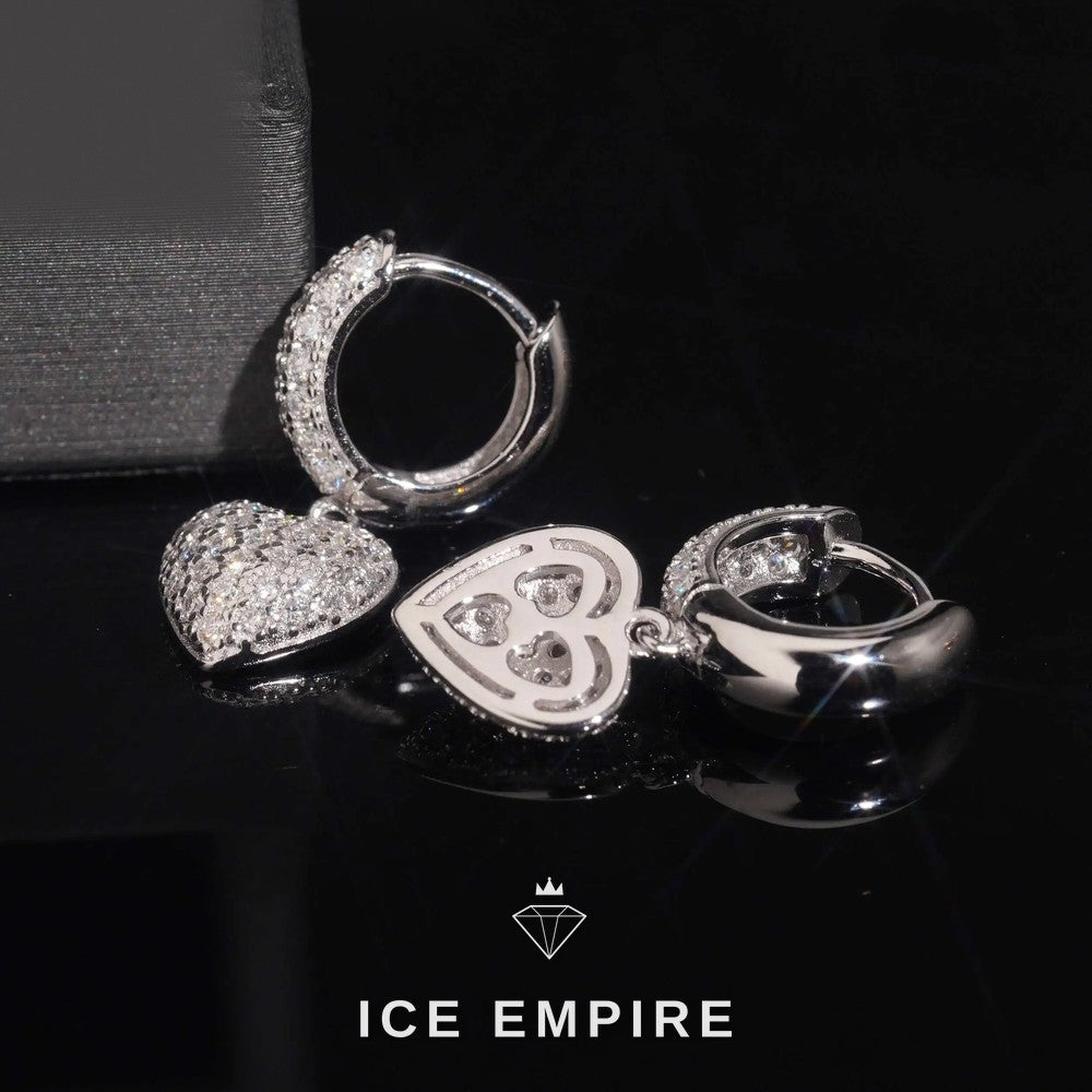 Iced Out Heart Gold Plated Moissanite Stud Earrings