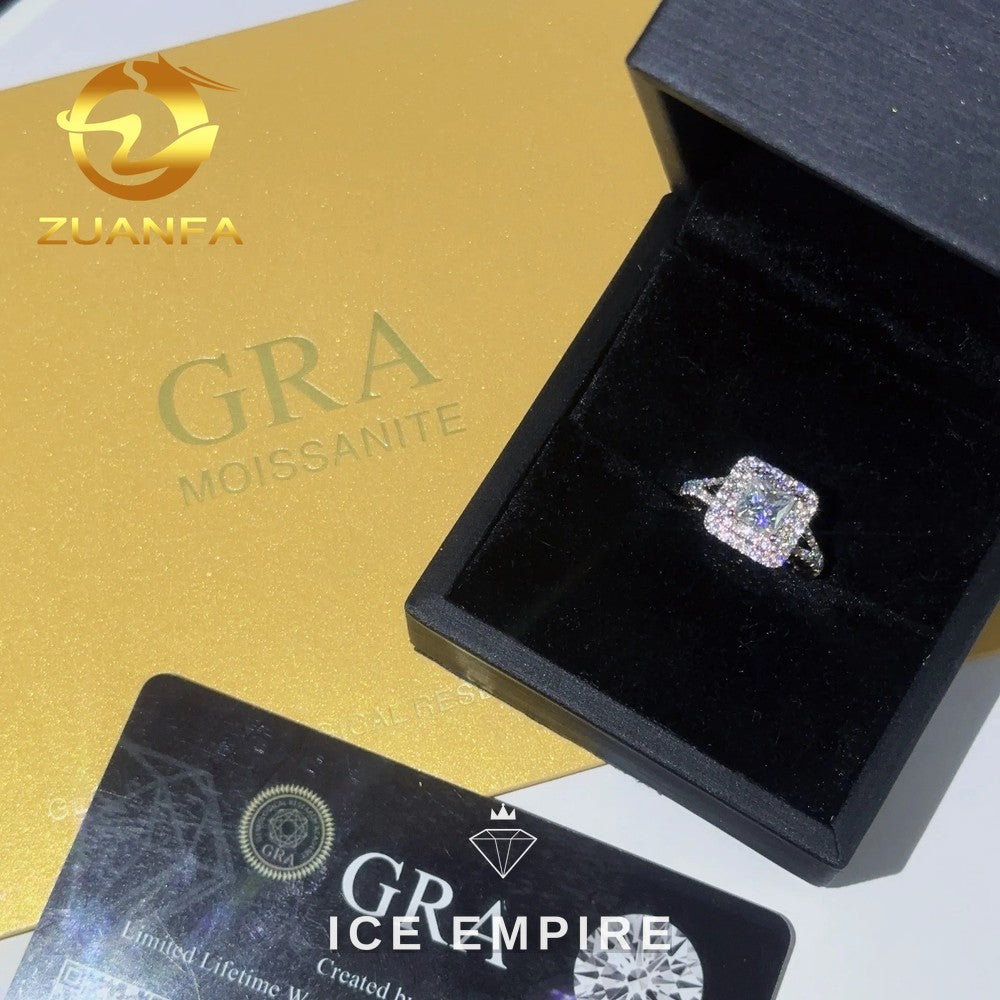 Iced Out Rose Gold Moissanite Engagement Ring