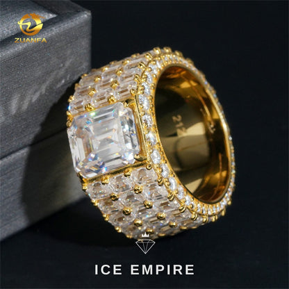 Iced Out 925 Silver Moissanite Engagement Ring