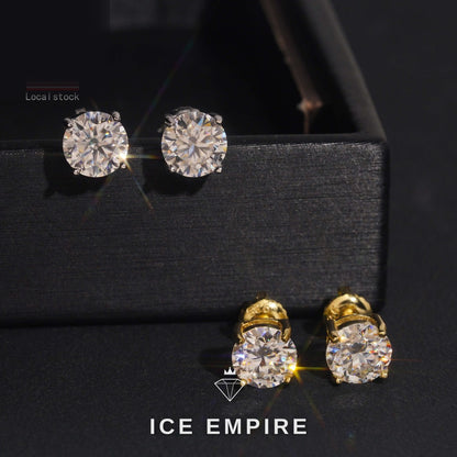 Iced Out Rose Gold Plated Moissanite Stud Earrings