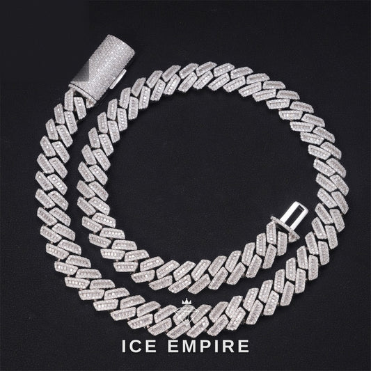 Iced Out Baguette 10K Gold Moissanite Cuban Chain