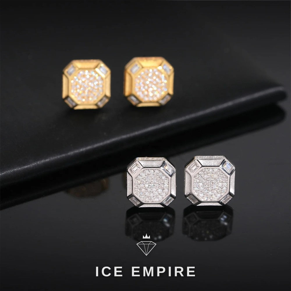 Iced Out Rose Gold Plated Moissanite Stud Earrings