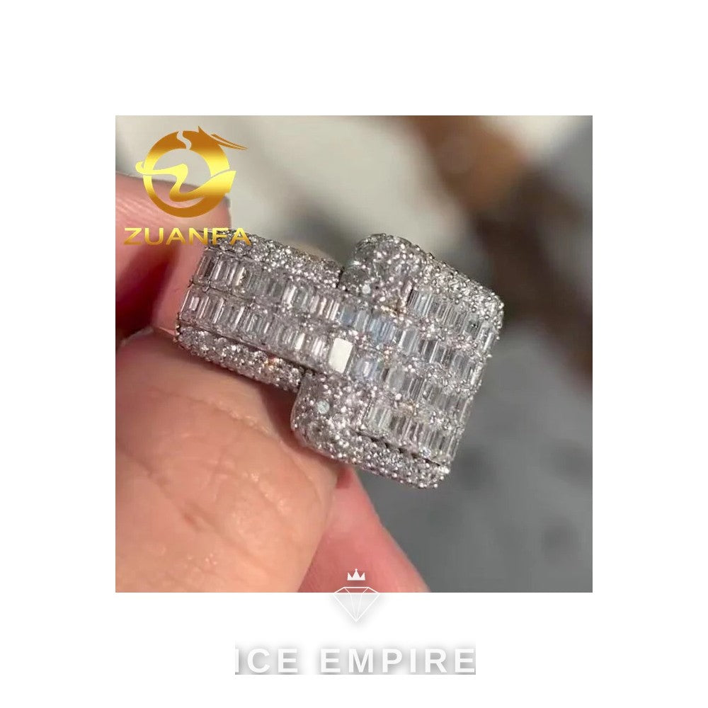 Iced Out 925 Silver Moissanite Ring