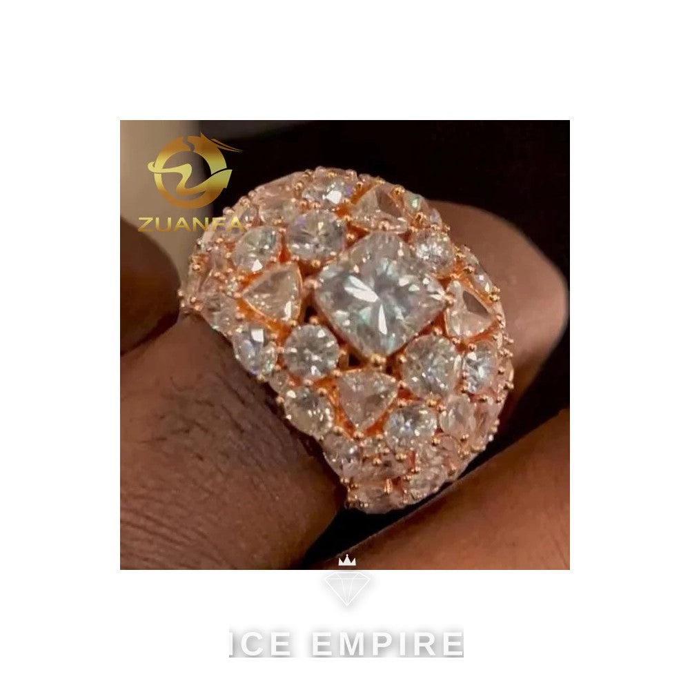 Iced Out Cluster 925 Silver Moissanite Ring