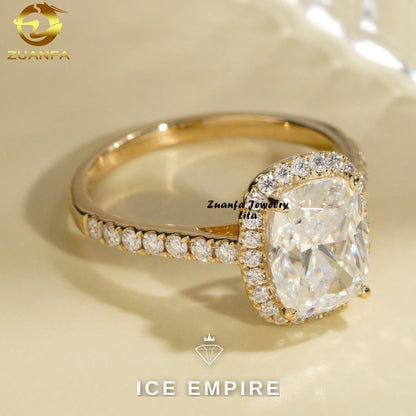 Iced Out 14K Gold Moissanite Engagement Ring