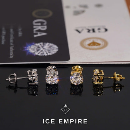 Iced Out 925 Silver Moissanite Stud Earrings