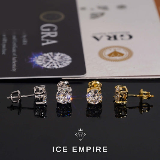 Iced Out 925 Silver Moissanite Stud Earrings