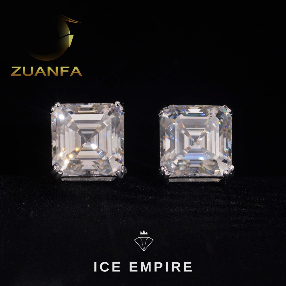 Iced Out Rose Gold Plated Moissanite Stud Earrings