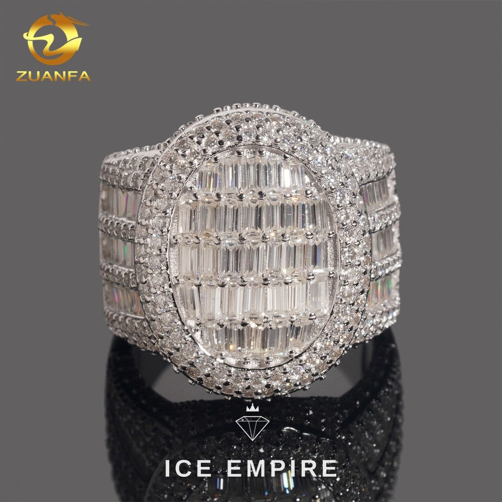 Iced Out Baguette 925 Silver Moissanite Ring