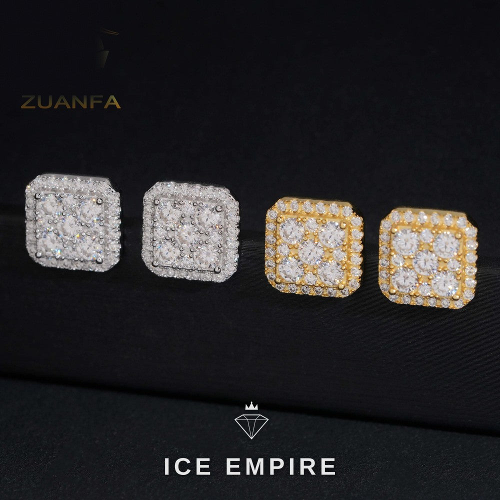 Iced Out Rose Gold Plated Moissanite Earrings