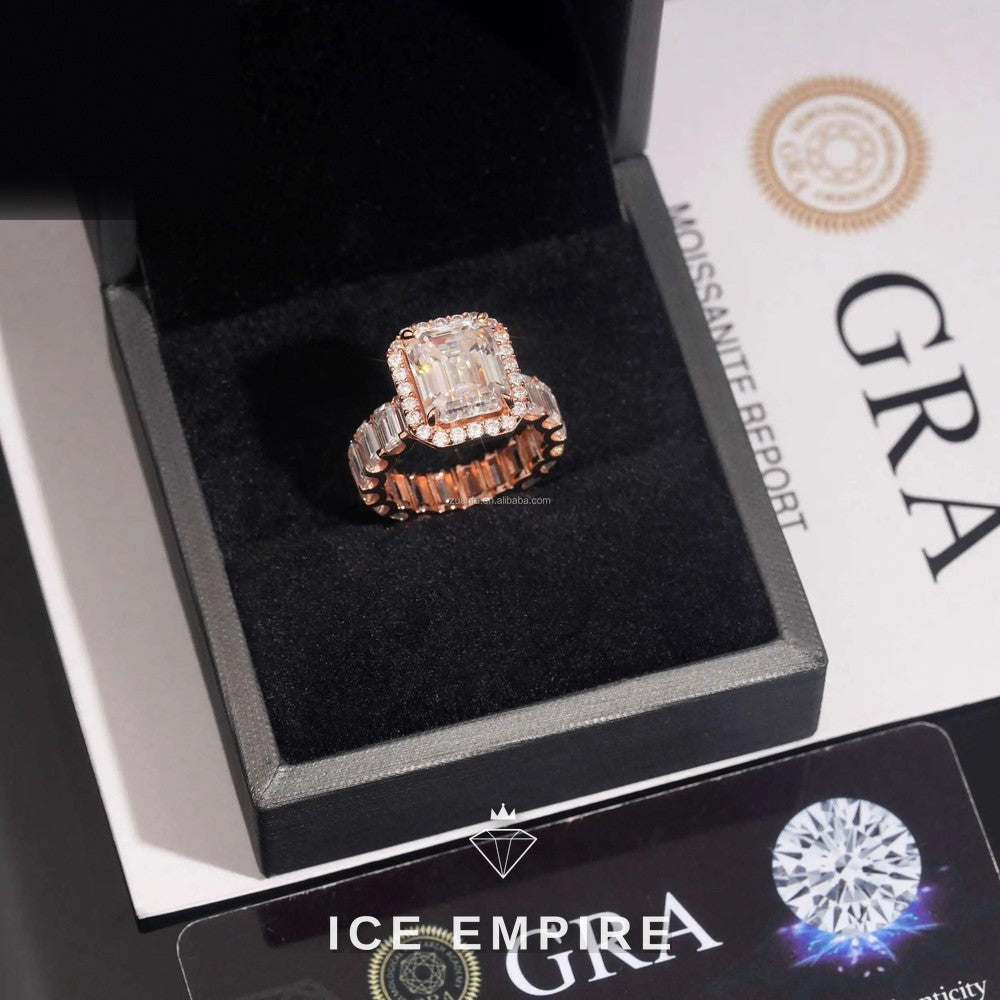 Iced Out 925 Silver Moissanite Engagement Ring