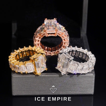 Iced Out Rose Gold Plated Moissanite Engagement Ring