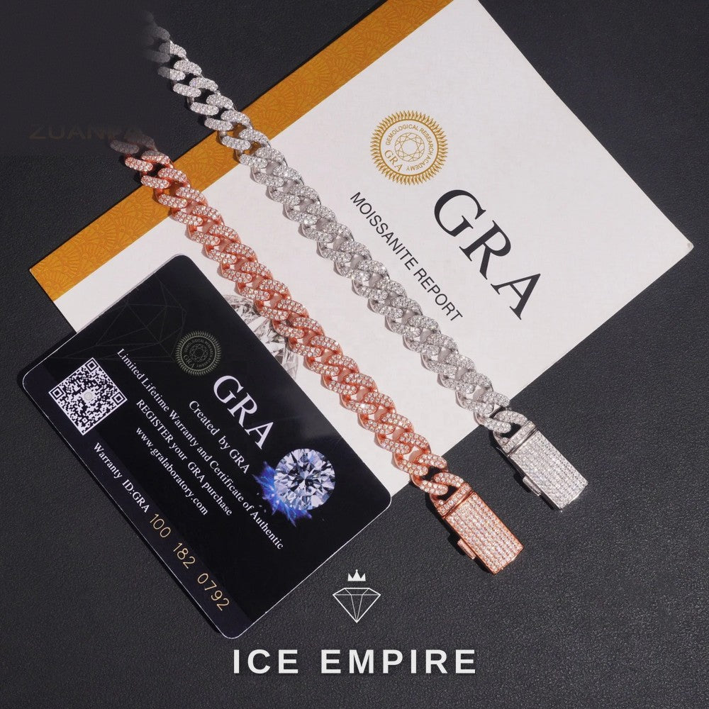 Iced Out Rose Gold Plated Moissanite Cuban Chain
