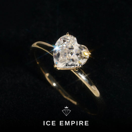 Iced Out Heart 14K Gold Moissanite Engagement Ring