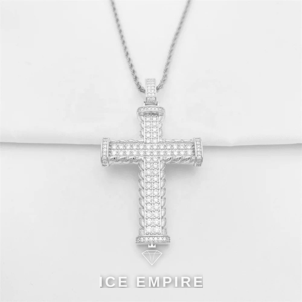 Iced Out Cross 925 Silver Pendant