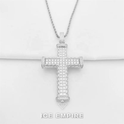 Iced Out Cross 925 Silver Pendant