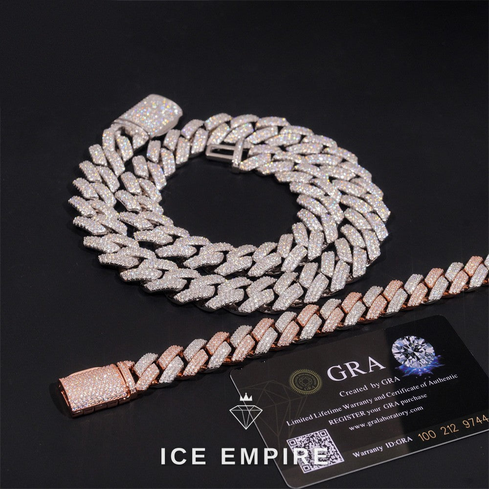 Iced Out Rose Gold Plated Moissanite Cuban Chain