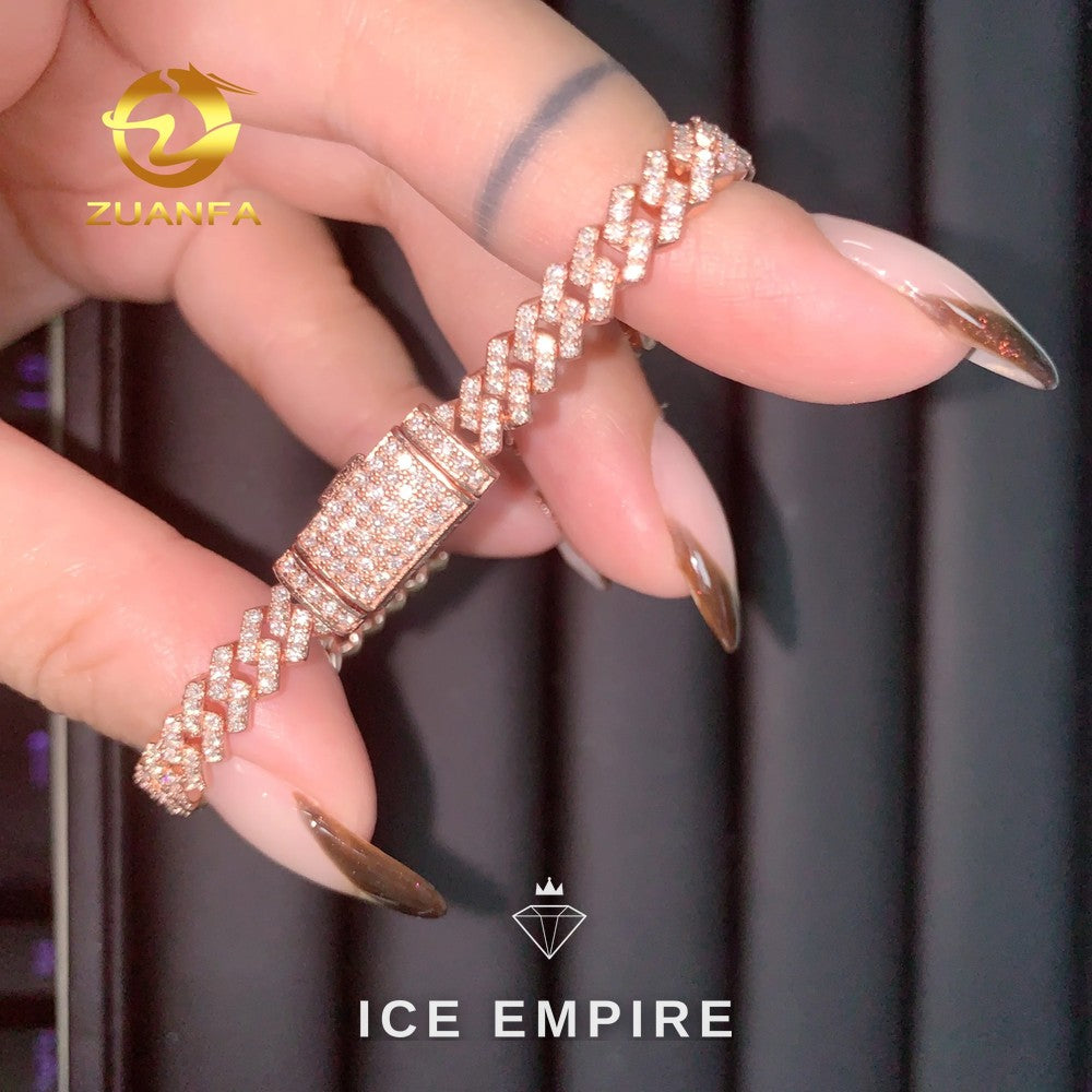 Iced Out Rose Gold Plated Moissanite Cuban Chain