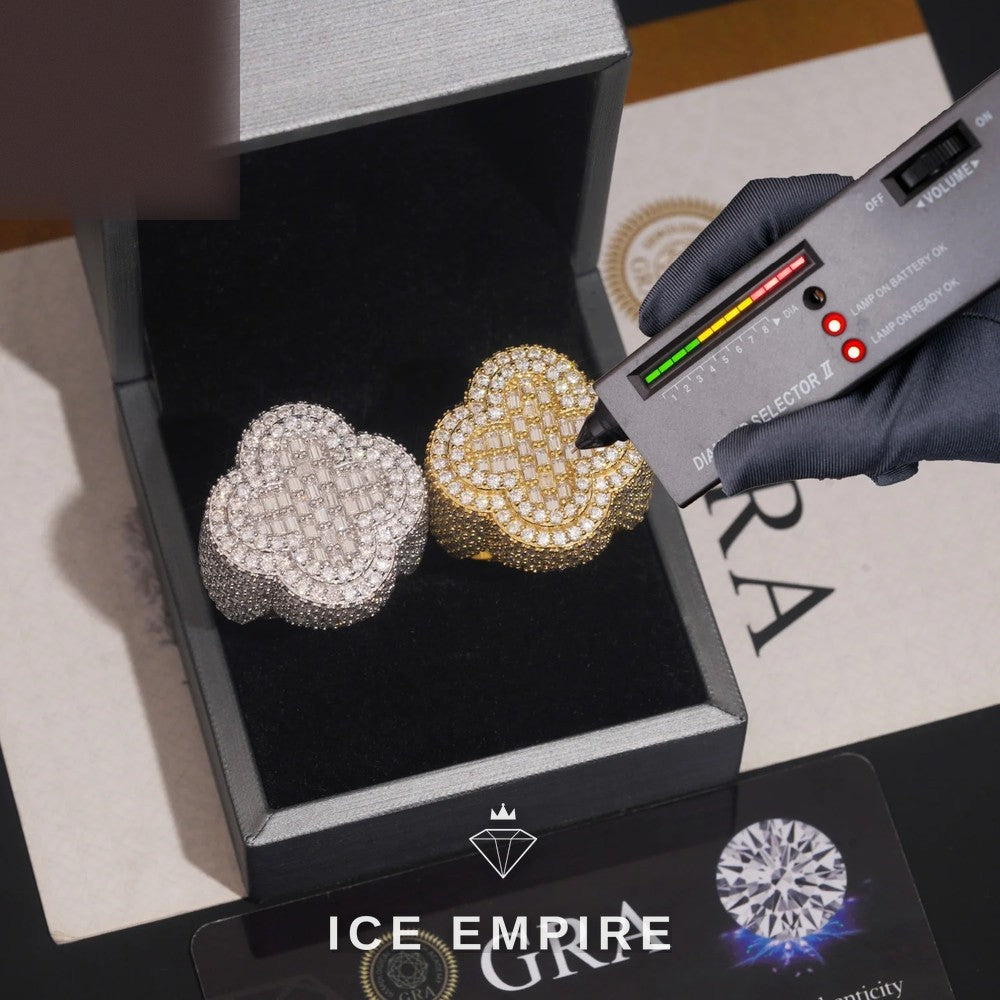 Iced Out Baguette Rose Gold Plated Moissanite Ring