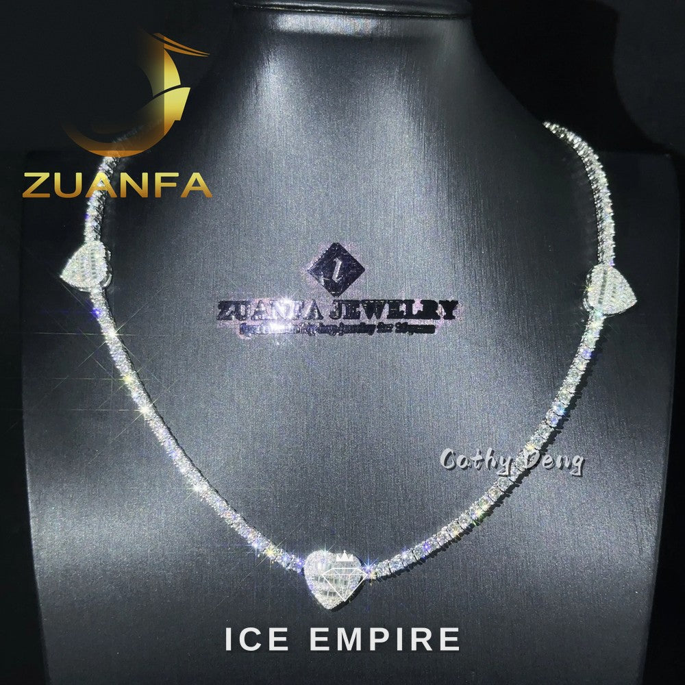 Iced Out Heart Rose Gold Plated Moissanite Cuban Chain