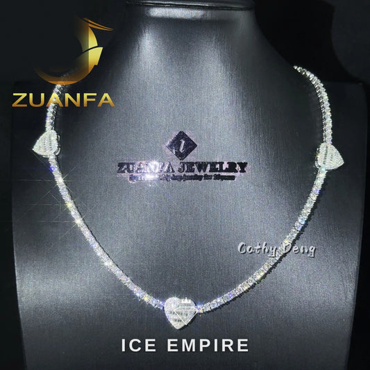 Iced Out Heart Rose Gold Plated Moissanite Cuban Chain