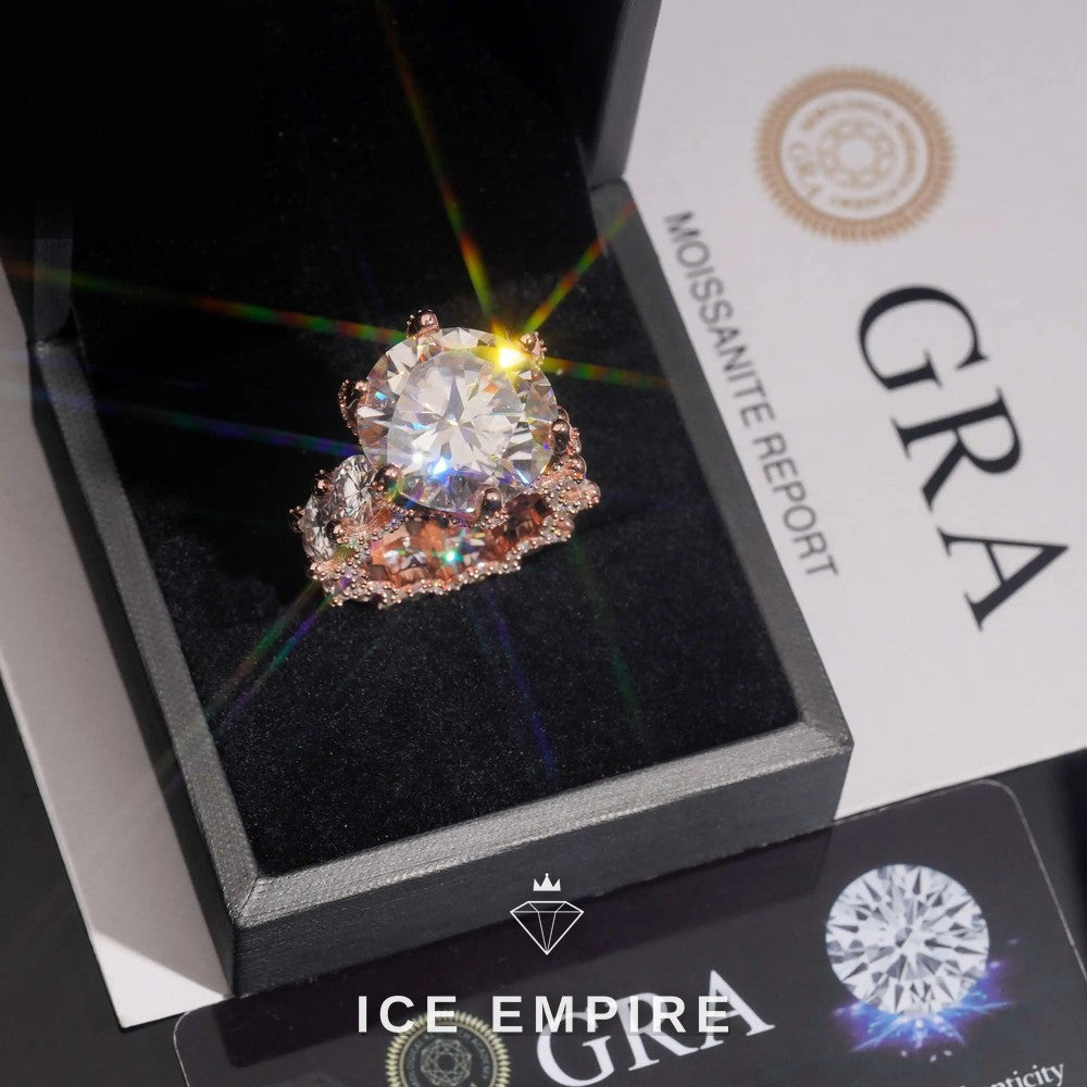 Iced Out Gold Plated Moissanite Engagement Ring