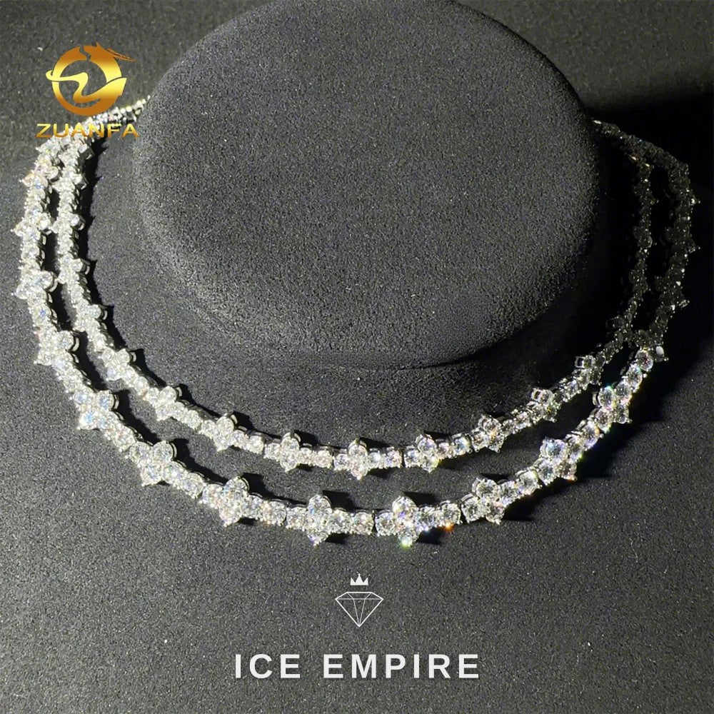 Iced Out Cluster Rose Gold Plated Moissanite Cuban Chain