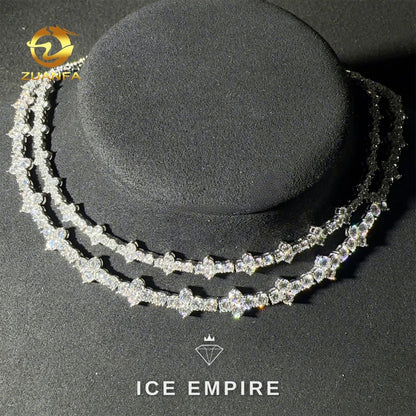 Iced Out Cluster Rose Gold Plated Moissanite Cuban Chain