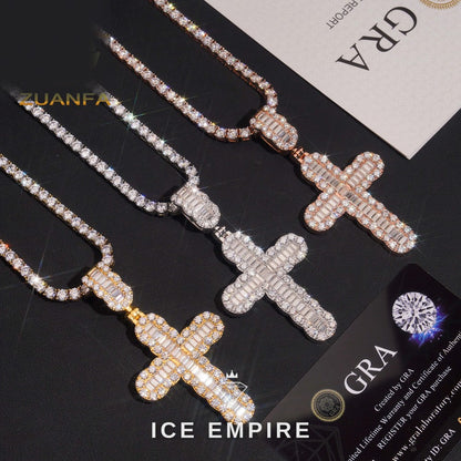 Iced Out Baguette Rose Gold Plated Moissanite Pendant