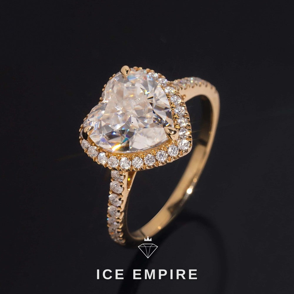 Iced Out Heart 14K Gold Moissanite Wedding Band